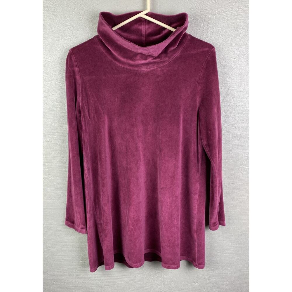 Pure Jill Women’s Long Sleeve Wide Neck Pink Velvet Tunic Shirt Size Medium